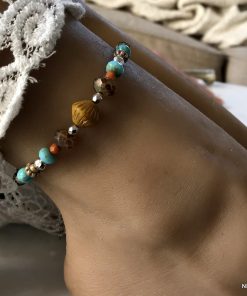 Chaine cheville perle cristal de boheme colorée Et Turquoises
